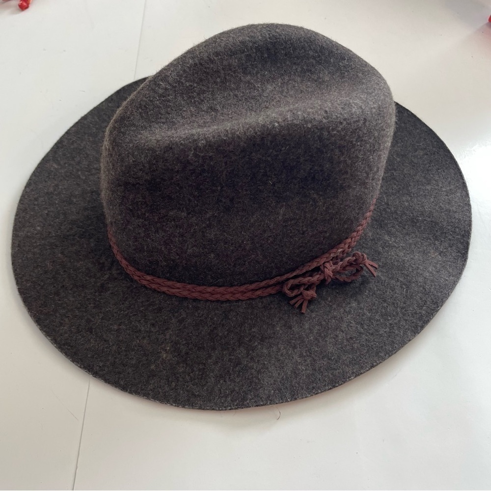 Something Special 100% Wool Brown Wide Brim Hat Elastic Crown